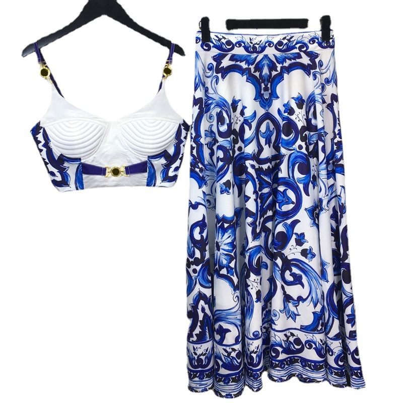 Summer Bohemain Blue And White – Romper Floral Print recenzja i cena