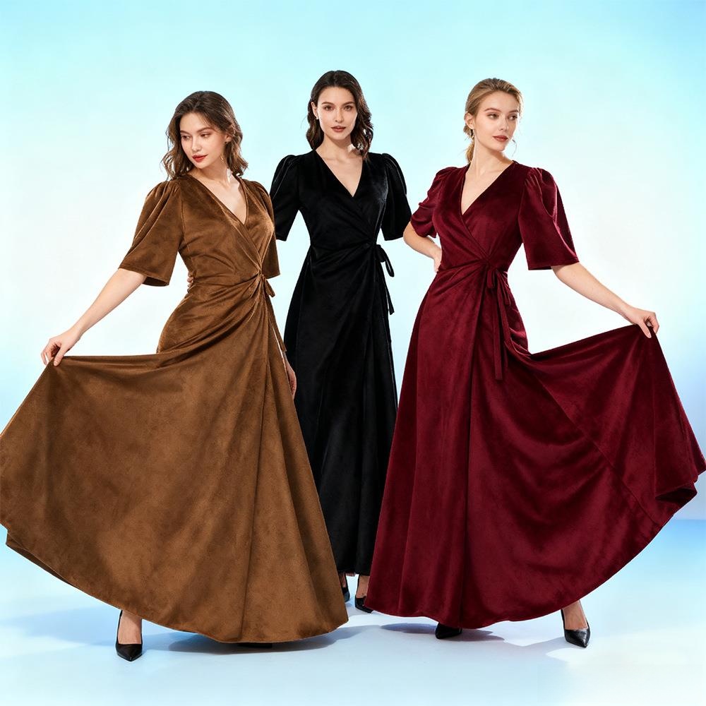 Ladies Long V-Neck Wrap Slim P – Linen Dress Wrap recenzja i cena