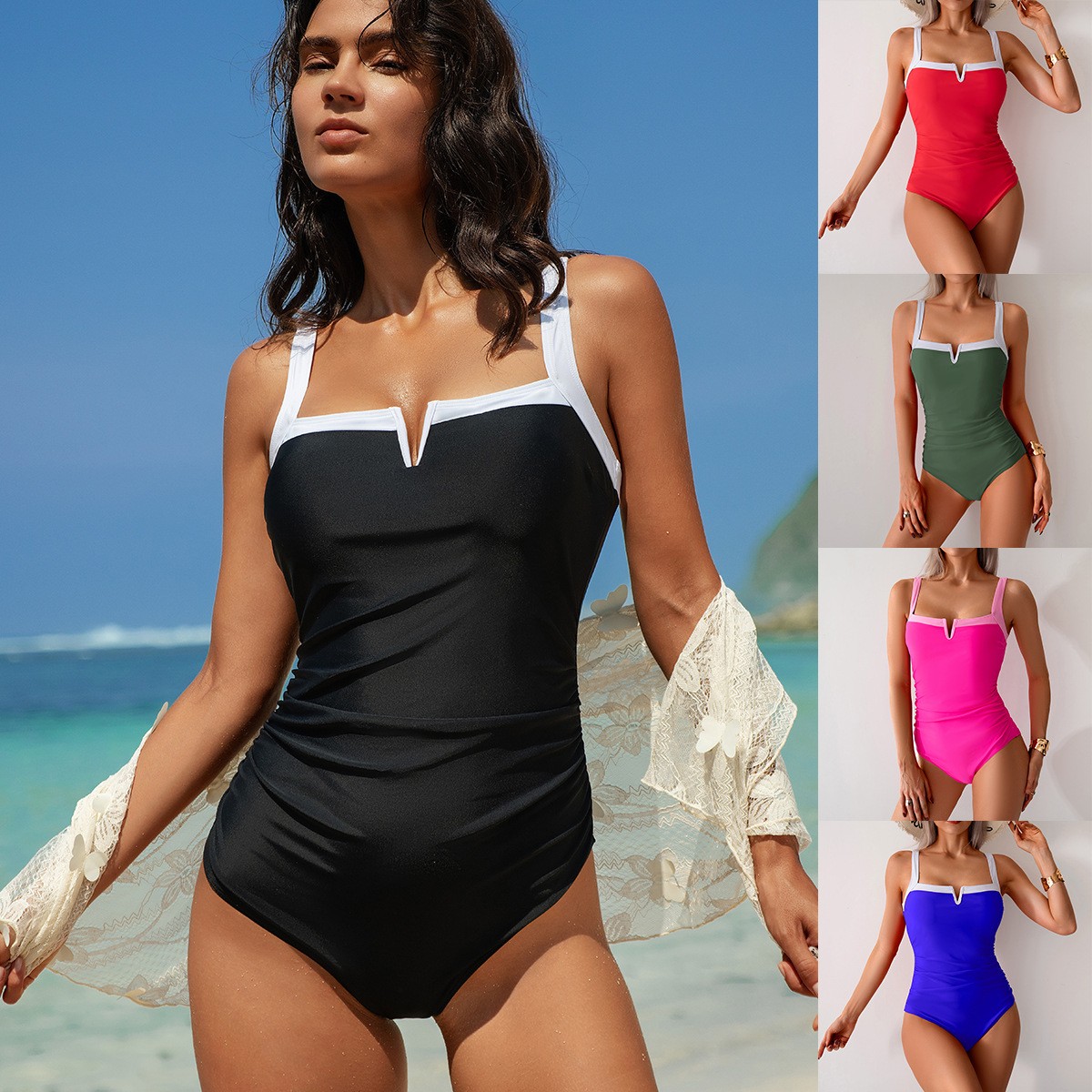 Swimwear Woman One Piece Swims – Swimsuit Bikini Ruched recenzja i cena