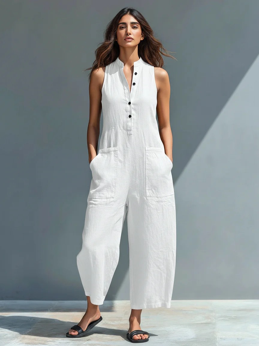 Summer Women's Clothing Sleeve – Jumpsuit Linen Relaxed recenzja i cena