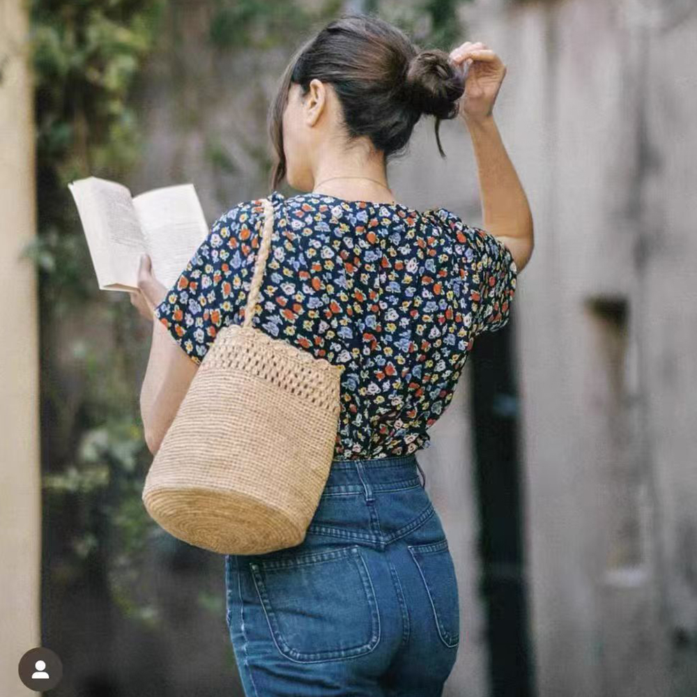 Handmade Crochet Straw Bucket  – Crochet Bag Raffia recenzja i cena