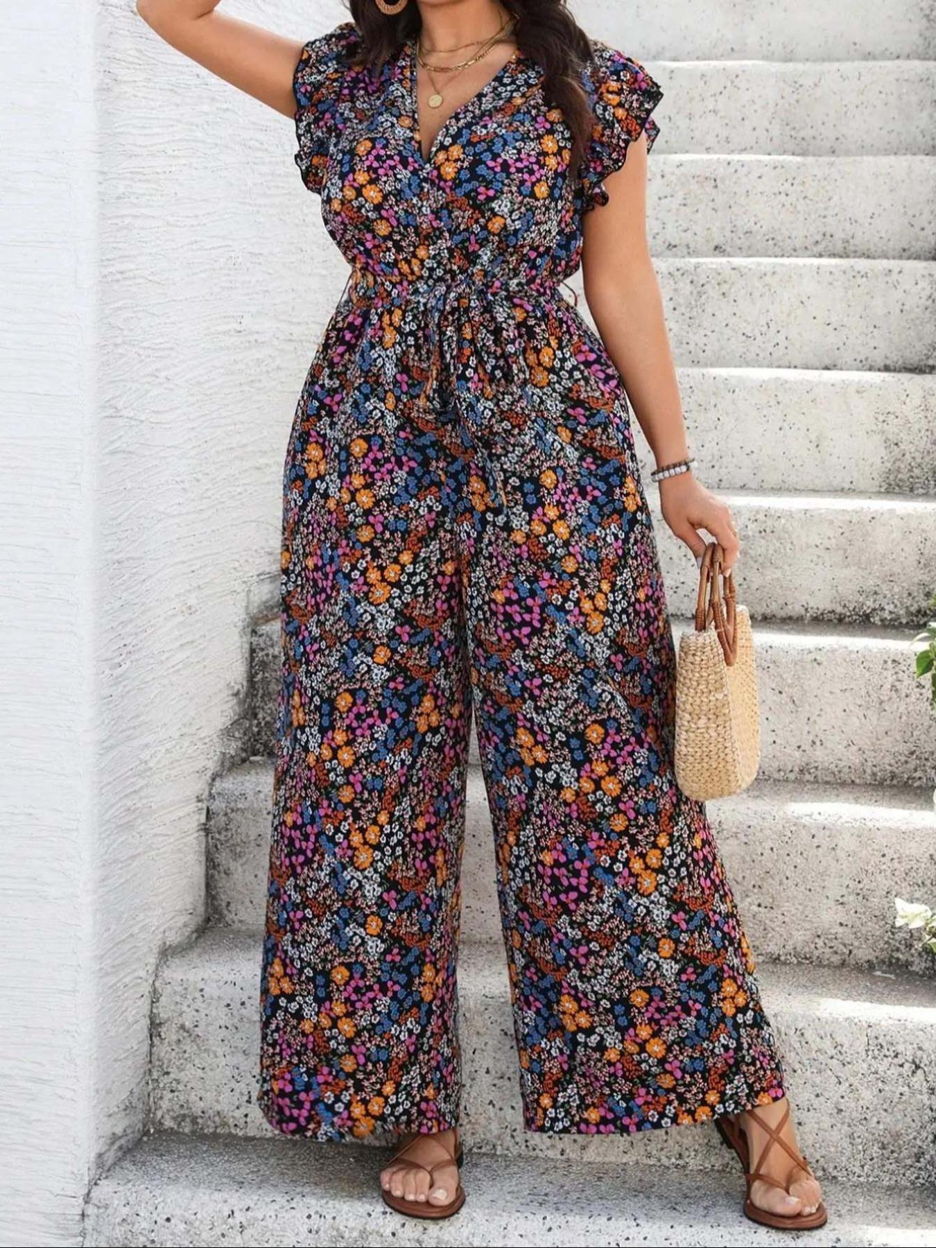 【Plus Size】 Floral Print Tie S – Romper Floral Print recenzja i cena