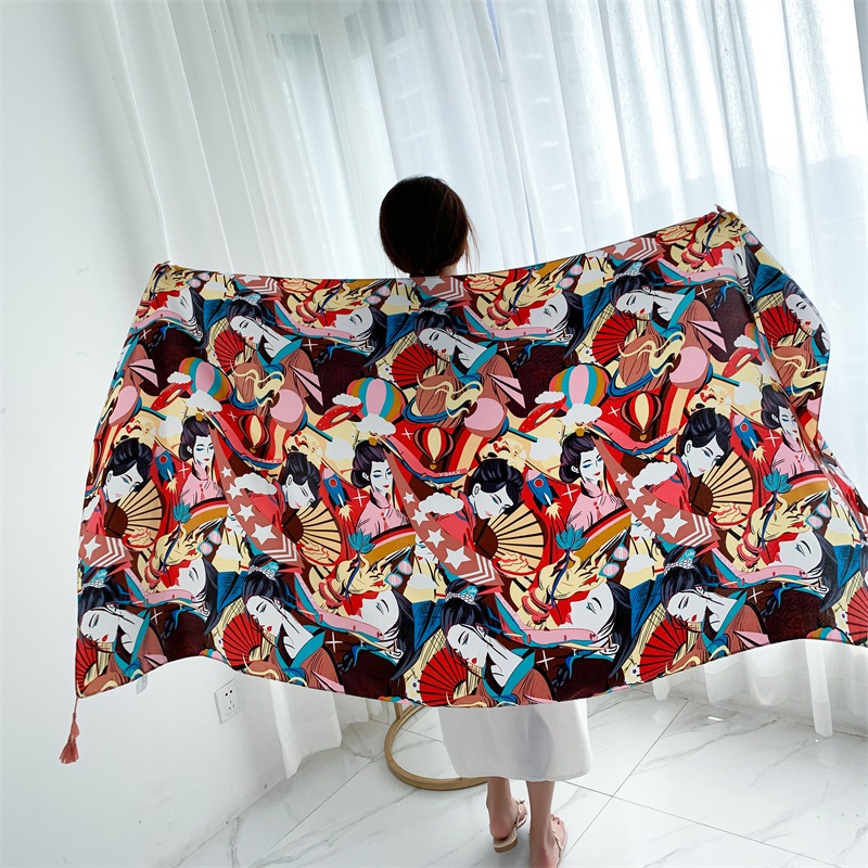 90x185cm Cotton Linen Print Su – Linen Dress Wrap recenzja i cena