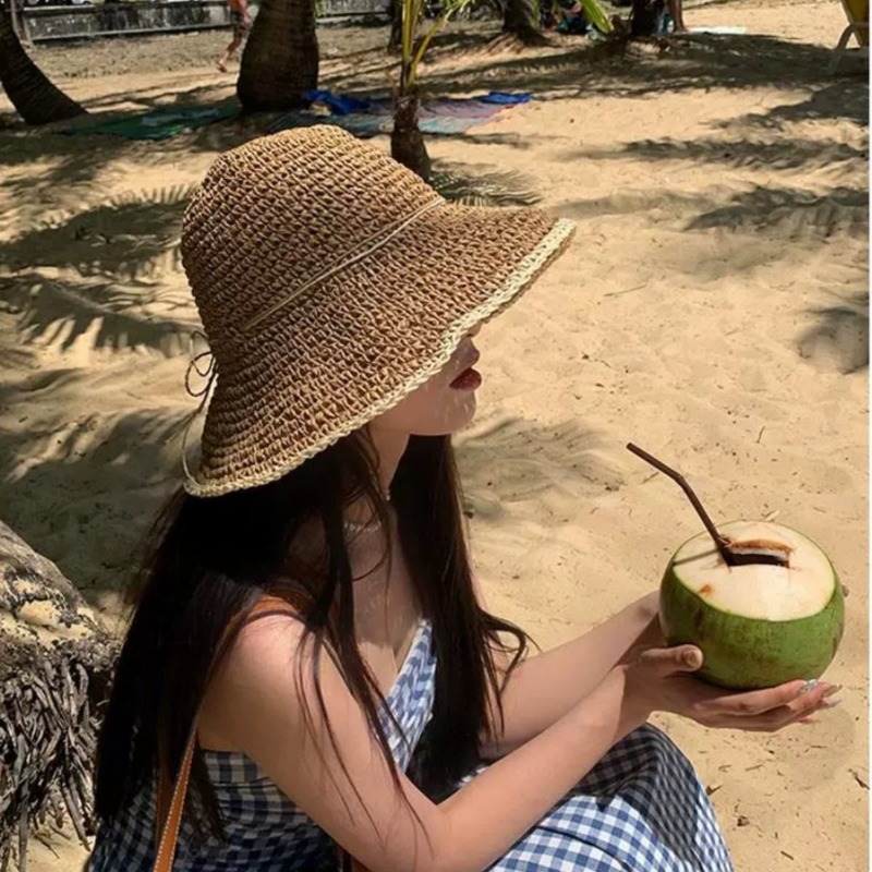 1pc Women's Summer Beach Straw – Hat Floppy Wide recenzja i cena