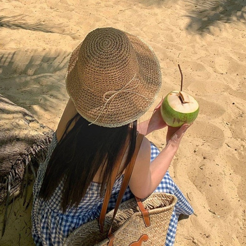 1pc Women's Summer Beach Straw – Hat Floppy Wide recenzja i cena