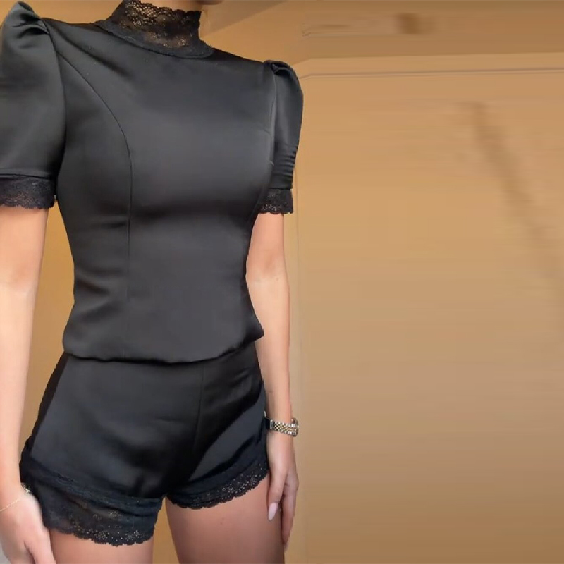 New Satin Lace Edge Top Short  – Blouse Off Shoulder recenzja i cena