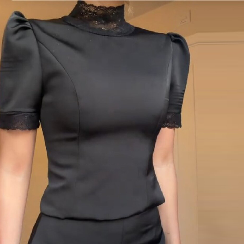 New Satin Lace Edge Top Short  – Blouse Off Shoulder recenzja i cena